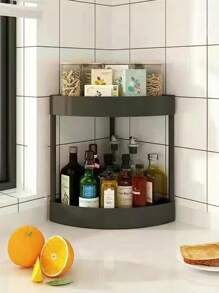 1 قطعة رف مثلث للمطبخ، رف تخزين للزوايا للتوابل والبهارات والأواني المطبخية