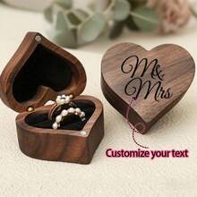 Personalized Wooden Heart Ring Box - Perfect Wedding Or Engagement Gift, Creative Jewelry Storage With Drawer, Magnetic Closure, And Velvet Interior - Multicolor - View 2