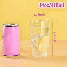 Drinking Glasses Set Of 8, 13oz Glass Cups, Kitchen Highball Glasses For Beer, Juice And Cocktail, Collins Water Glasses For Bar Glassware, Unique Gifts For DadSHEIN - 6Pcs Ribbed Glassware - View 4