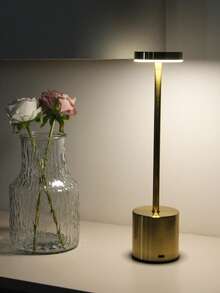 1 pieza Lámpara de escritorio LED recargable, 3 opciones de color, con cable de carga USB, luz ambiente nocturna para mesita de noche, adecuada para dormitorio, bar, restaurante, decoración de hotel - Bronce - Ver 6