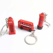 1Pc Vintage London-Style Metal Telephone Booth Mailbox Double Decker Bus Keychain, Best Gift For Friends Perfect Birthday Gift, Holiday Gift, Toy Gift - Multicolor - View 5