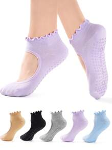 Damen Yoga Socken mit offenem Rücken rutschfest, professionelle Pilates Sport Tanzsocken