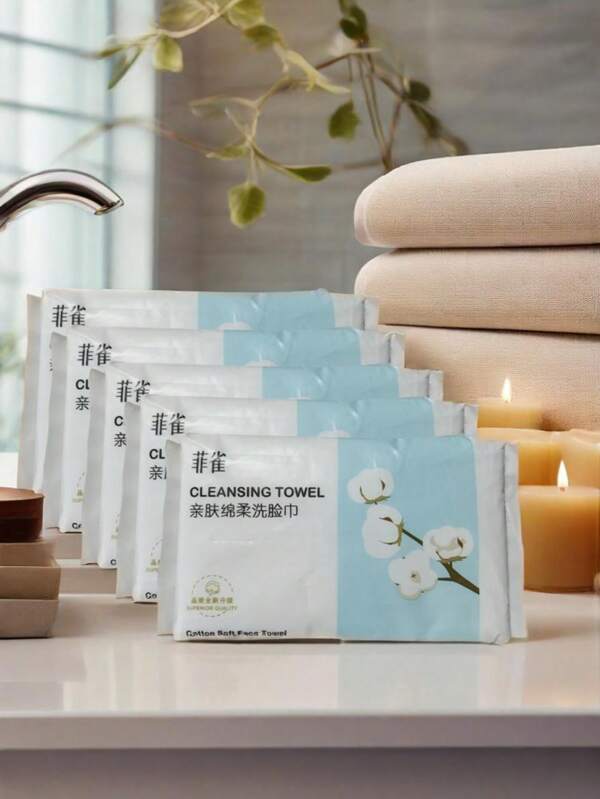 30pcs/Pack Disposable Large & Thick Pearl Textured Facial Cleansing Wipes, Suitable For Makeup Removal, Facial Cleaning At Beauty Salons And Traveling