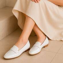 My ToT Sapatilha Mocassim Feminino Menina Confortável Estiloso Envernizado com Brilho - Branco - Visão 5