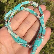 28 piezas/4x13mm Cuentas de piedra natural, cuentas cilíndricas columna y largas de tubo, cuentas de turquesa de sedimento marino para hacer joyas DIY, pulseras y collares hechos a mano, suministros artesanales, regalo para mujeres, materiales de abalorios de estilo bohemio, cuentas de piedras preciosas curativas, accesorios para fiestas de playa de verano, componentes de joyería nupcial y de boda