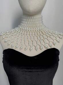 1pc New Bridal Beaded Necklace Multi-Layer Pearl Collar Crystal Choker Cocktail Performance Party Necklace Accessories Women Shawl Birthday Gift