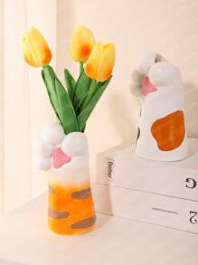 1 pièce Vase en résine avec patte de chat 7 cm x 14 cm, convient pour la décoration intérieure, le jardin extérieur, le balcon, le salon, la salle à manger, l'affichage, applicable pour la vitrine du centre commercial, la décoration de la table à manger, la maison, le rebord de fenêtre, le restaurant rapide, fournisseur de au détail