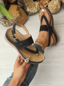 Women's Casual Comfortable Platform Sandals - Black - View 7