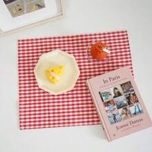 1pc/6pcs Korean Plaid Placemats, Versatile & Minimalist, Suitable For Photo Background, Tableware Decoration