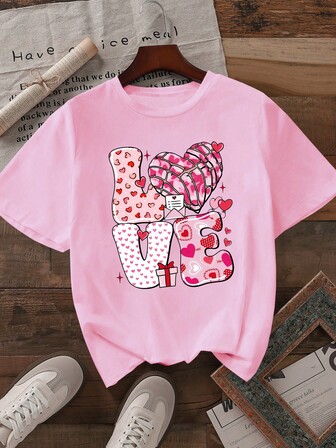 女士休闲情人节 T 恤