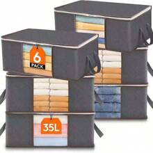 Bolsa de almacenamiento de tela plegable - Organizador no tejido a prueba de polvo con asa y ventana de visibilidad - Organizador ahorra espacio para ropa, libros, juguetes, mantas, material transpirable para dormitorio, dormitorio, armario Pantalones, zapatos, jeans, botas, faldas