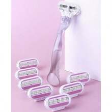 1 个手柄 + 4/8 刀片 女士剃须刀片 面部/腿部/腋下/比基尼线 美容脱毛 剃须 兼容 Venus 剃须刀 - 粉色 - 查看 2