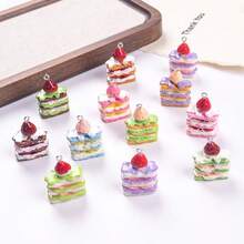 12/24 件逼真的甜点蛋糕吊坠，树脂材料，适用于 DIY 钥匙扣、手链、项链珠宝配饰 - 彩色 - 查看 3