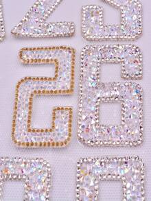1 Set de Pegatinas de Números de Cristal Brillante 0-9 Pegatinas de Números de Cristal Autoadhesivas para Manualidades DIY, Ropa, Bolsos, Sombreros, Zapatos, Portátiles, Muebles, Coches, Decoración de Prendas, Vuelta al Colegio, Entusiastas del Deporte