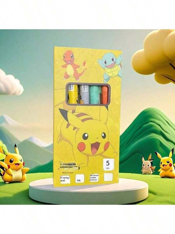 pokemon 1 pix transparent Pikachu Press, pix cu cerneală cu uscare rapidă pentru studiu, pix din silicon Pikachu cu scriere rapidă, papetărie elegantă, pix Pikachu foarte atractiv pentru studenți