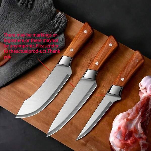 3 Peças/Conjunto Facas Essenciais de Cozinha de Chef, Facas de Açougueiro Forjadas e Facas Desossadoras, Afiadas para Corte de Carne, Peixe, Frutas e Vegetais