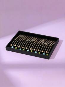 1 Pieza, Caja de almacenamiento de anillos con bordes redondeados con borde dorado, color gris, bandeja de exhibición, caja de almacenamiento de joyas, gran capacidad, madera maciza de alta calidad, para aretes, pendientes, joyería pequeña, joyería, gran capacidad, bandeja de exhibición, caja de exhibición de joyas de madera maciza, adecuada para anillos, aretes, etc., estilo retro, es una opción de regalo para mujeres, regalo del Día de la Madre, regalo para amigos, regalo para novia, regalo para familiares, regalo para maestros, regalo para colegas