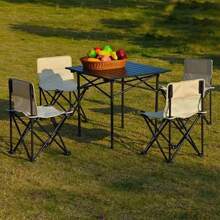 1 件户外折叠椅和桌子套装 - 碳钢框架、不锈钢腿、杯架、成人尺寸、便携，适合野餐、露营、烧烤 - 非常适合户外活动！