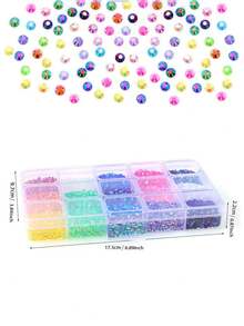 8900pcs/Box Nail Art Rhinestones, 15 Colors 3mm Flat Round Resin Rhinestones, Shiny DIY Nail Decoration Accessories Nails - Multicolor - View 3