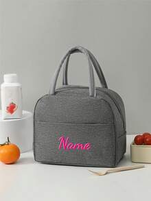 Customized Text Gift Bag, Large Capacity Lunch Box Bag, Suitable For Teenagers. Applicable For Office, University, Work, Business, Commuting, Outdoor, Travel And Picnic. Insulated Lunch Box Bag, Portable Aluminum Foil Ice Bag, Lunch Bag, Picnic Storage Bag - Grey - View 17