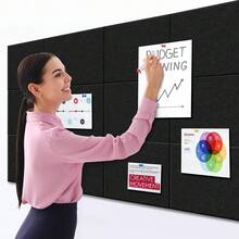 Neww Large Cork Board Alternative - 11.8"X11.8"X0.35" 12 Pack Felt Wall Til Self-Adhive Safe Removable Large Corkboard Bulletin Board Felt Cork Board For Walls Cork Board For Office 48 X 36-Black - Black 47 x35 - View 5