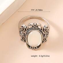1pc Boho Moonstone Egg-Shaped Ring, Symbolizing Elegance & Beauty, Matching Daily Outfits, Party Accessories, Perfect Gift For Women, Luxury Jewelry