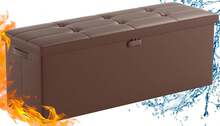 Storage Ottoman,Fireproof Folding Storage Bench With Lock(15"X 43"X15"),Waterproof Leather Storage Bench Chest With Handles&2 Extra Storage Boxes,Storage Safe For Living Room,Bedroom,Brown - Chocolate Brown - View 10