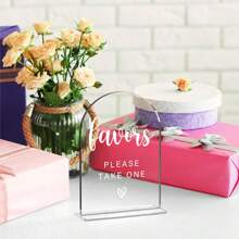 1pc Acrylic Wedding Sign, Bridal Shower Decorations, Favors Please Take One Sign For Ceremony, Modern Font Table Signs, Acrylic Table Top Signs For Wedding Reception And Event Party (Clear)