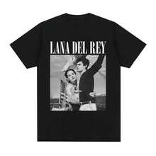 COOL SUMMER Ladys Gagas Lanas Dels Reys Printed Tee Vintage Harajuku Women T Shirt Hip Hop Streetwear Short Sleeve Lust For Life O-Neck Tops - 黑色 - 查看 1