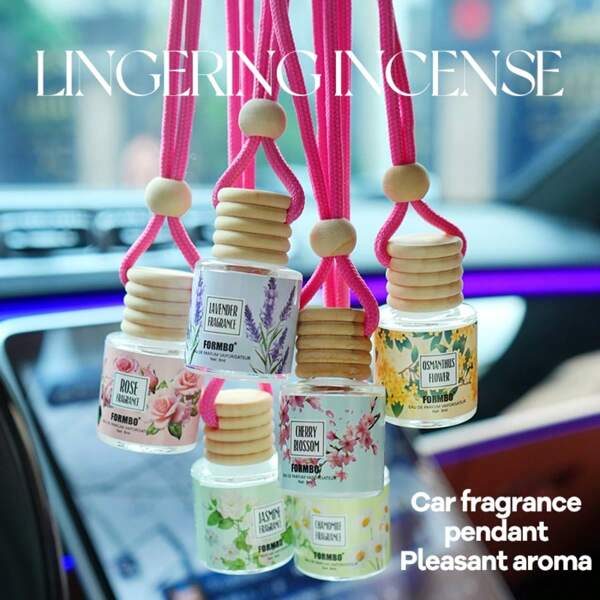 FORMBO 8ml/Bottle Car Air Freshener Diffuser, Multi-Fragrance Hanging Cord Fragrance Decoration, Durable Gift For Friends And Family, Daily Use, Car, Study, Living Room, Bathroom, Bedroom, Wardrobe