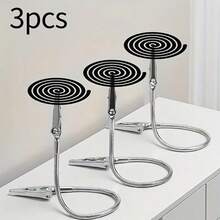 3 Pieces Stainless Steel Portable Vertical Mosquito Coil Holder - Adjustable Double Alligator Clip, Heat-Resistant And Anti-Dumping Design, Suitable For Indoor And Outdoor Use, Heavy Duty Anti-Insect Holder Suitable For Home, Patio, Camping, Mosquito Protection, Essential Accessories For Patio, Fashionable Metal Texture,