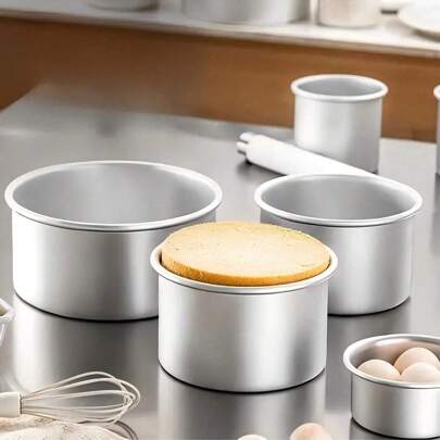 Cake Molds, 1-Piece Set / 3 Pieces Set / 4-Piece Set Chiffon Cake Baking Molds, High Cake Molds, Loose Bottom Cake Molds, Aluminum Alloy Round Cake Molds, Suitable For Home And Party Use.