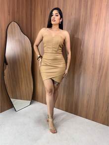 Women's Leather Corcelet Dress - mohon - View 2
