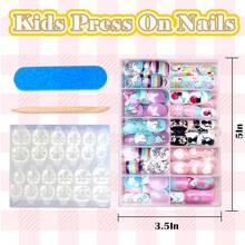 Ideal Swan 240 Pcs 10 Pack Press On Nails For Kids, False Nails Kids Press On Color Unicorn Animal, Children Acrylic Fake Nails Glue Full Cover Press On Nail Kits Set For 8-12 Year