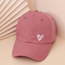 1 Stück Unisex Y2K Stil weiße Herz-bedruckte Baseballkappe, verstellbare Größe, atmungsaktiv & modisch für den täglichen Lässig-Stil