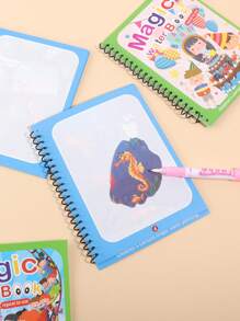 1 Pc Interesting Watercolor Book, Watercolor Painting Book With A Variety Of Cartoon Patterns, Fashion Coloring Book To Enhance Imagination And Cultivate Students' Interest In Handmade DIY Graffiti, Friend's Stationery Picture Book, 1 Random Colored Pen, School Supplies For Little Artists - A Must-Have For The Back-To-School Season,Back To School