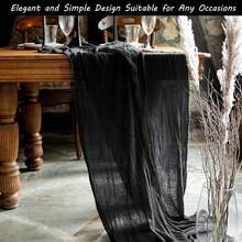 12 Pack 10Ft Cheesecloth Table Runner 35x120 Inch Boho Gauze Table Runner Rustic Cheese Cloth Long Table Runner Romantic Table Runner For Wedding Bridal Shower Birthday Party Table Decor (Black) - 黑與白 - 查看 8