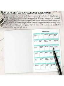 Diario di auto-cura - Sfida di 30 giorni per l'amore di sé, quaderno per riflessioni quotidiane - Pianificatore per la salute mentale e la crescita personale, registro di meditazione e umore, formato A5 (5,6x8,2 pollici), forniture scolastiche, ritorno a scuola