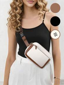1pc PU Leather Leisure Lady Fanny Pack Adjustable Waist Bag For Casual, Work Or Travel Sport Activities