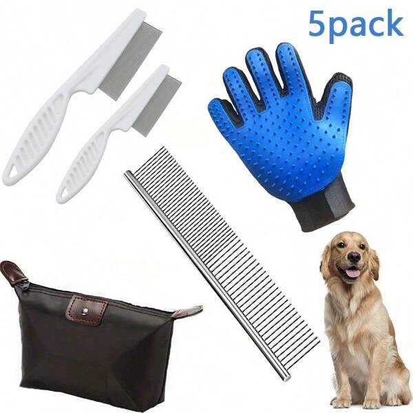 Conjunto de herramientas para el aseo de mascotas, kit de limpieza de verano para gatos, tijeras, cepillo y desmanador para perros