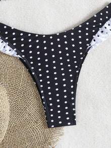 Áo bikini hở lưng chấm bi thời trang mùa hè mới & quần bikini xếp nếp cắt cao, bộ đồ đi biển cho nữ - Nhiều màu - Xem 7
