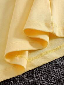 适合年轻男孩的休闲百搭长袖时尚 Polo 衫 - 黃色 - 查看 6