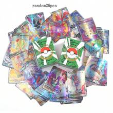 pokemon 100 pièces/boîte Figurines d'anime TOMY, cartes éclair en anglais et en français V MAX P-Oke-Mon, jeu de collection de cartes, 25 cartes aléatoires, boîte de collection de cartes de super bataille premium TCG (séries V Vmax, cartes rares GX), cadeau pour fans d'anime, carte de transaction pour fête, collection de cartes de trésor de jeu, fournitures scolaires, rentrée scolaire