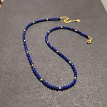 Lapis Lazuli Natural Stone Necklace - Minimalist, Handmade Dainty Jewelry, Perfect Gift For Her, Necklace, Retro Style, Simple Style