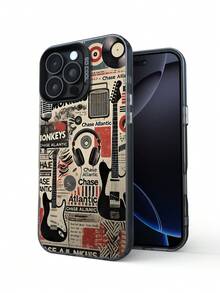 1 个摇滚音乐元素图案手机壳，防震创意哑光磨砂手机套，儿童节日礼物，兼容 7/8/X/XS/XR/11/12/13/14/15/16 Pro Max、A33(5G)/A32(4G)/A52(5G 4G)/S20FE/S21FE/A14(4G 5G)/S23/S23 PLUS/S23 ULTRA/S23 FE/A55 5G/S24/S24 PLUS/S24 ULTRA/A05/A05s，时尚耐用的设计防水防摔防刮 - 彩色 - 查看 4