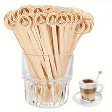 50/100 件高品质木制咖啡搅拌棒，适合咖啡、茶、牛奶和鸡尾酒 - 彩色 - 查看 4