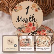 6 件新生儿月度里程碑卡婴儿摄影道具婴儿洗礼家庭装饰礼物男女通用婴儿派对装饰 - 彩色 - 查看 3