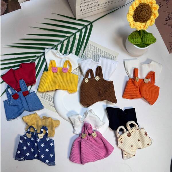 17cm LABUBU Gen 1,2,3 Puppenoutfit-Set mit Hosen - beinhaltet Labobo Macaron Kleidungsset, Latzhosenkleid & Sonderangebot für LABUBU-Fans und Neukunden