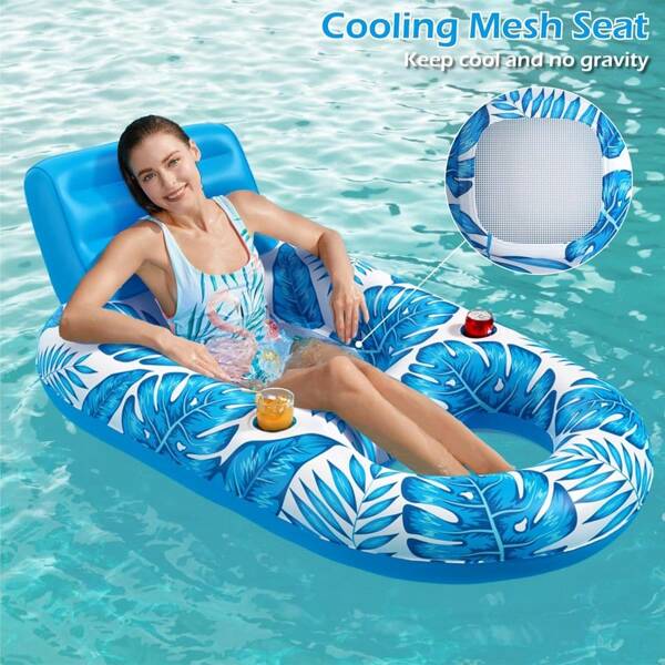 Flotteur de piscine gonflable pour adultes - Flotteurs de piscine, fauteuils flottants, radeaux, chaises flottantes pour piscine, lac, avec porte-gobelets, jouets pour fête de piscine et plage pour adultes