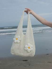 Dieser sommerliche, lässige Urlaubs-Damen-Strandtasche aus gehäkeltem Geflecht hat ein Hohldesign, ist mit zwei schönen Blumenmustern verziert, hat ein großes Fassungsvermögen und ist somit eine praktische und vielseitige Umhängetasche. Sie eignet sich sehr gut für Strandreisen und romantische Urlaubsausflüge, und ihre Sandabweisende Funktion macht sie auch dafür geeignet. Darüber hinaus ist sie auch für den täglichen Gebrauch, wie z.B. als Einkaufstasche, geeignet und eine ideale Wahl für Outdoor-Aktivitäten, Reisen sowie für Studenten, die in die Schule zurückkehren. - Beige - Übersicht 10